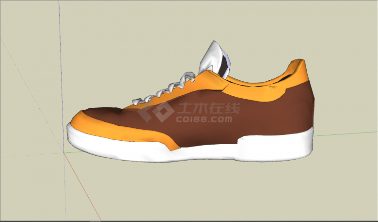 一个橙褐色色调运动鞋su模型-图二