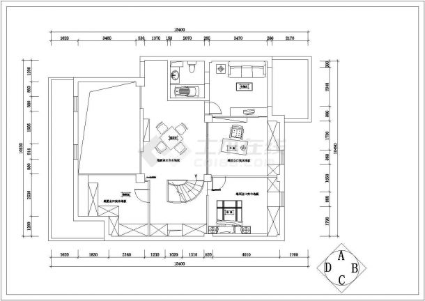 百合家园别墅区二层砖混结构私人别墅室内装饰设计cad全套施工图（甲级院设计）-图二