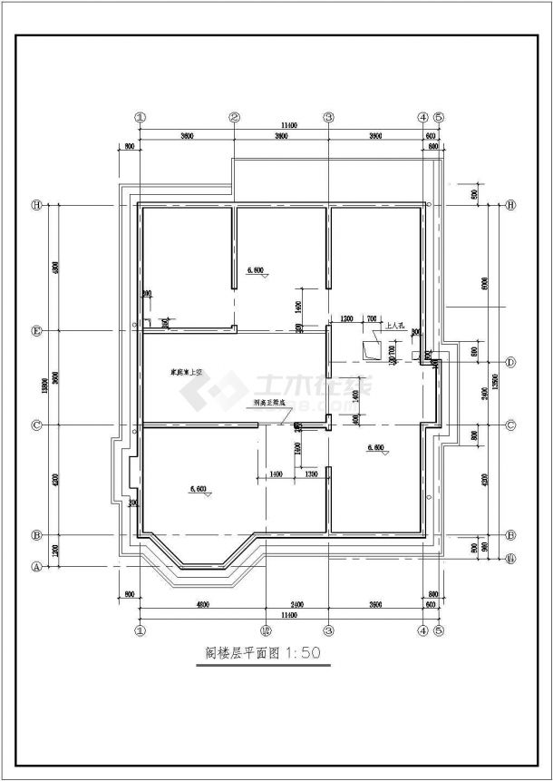 阿里苏丹某二层带阁楼层框架结构别墅设计cad建筑方案图（标注详细）-图一