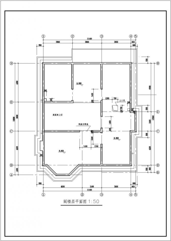 阿里苏丹某二层带阁楼层框架结构别墅设计cad建筑方案图（标注详细）_图1