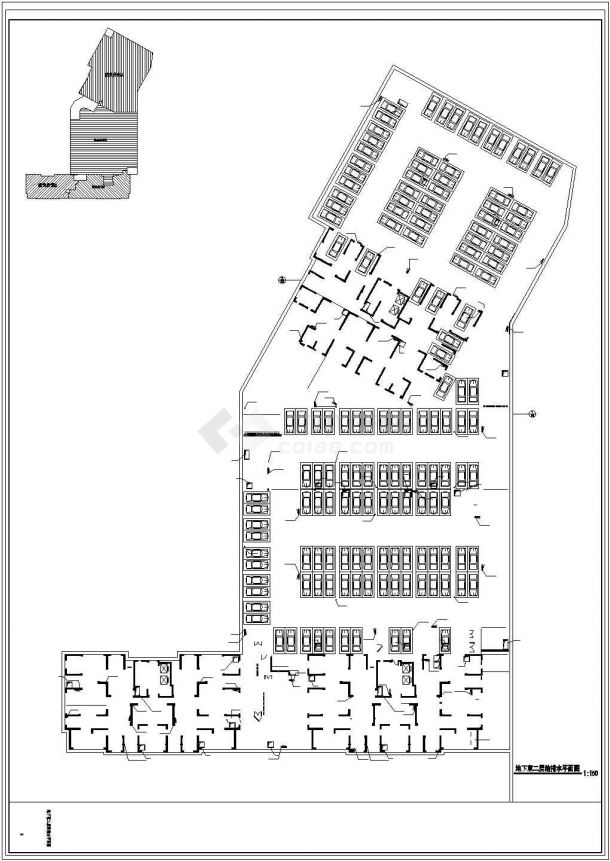 泰州市某大型购物商城地下双层车库全套给排水设计CAD图纸-图一