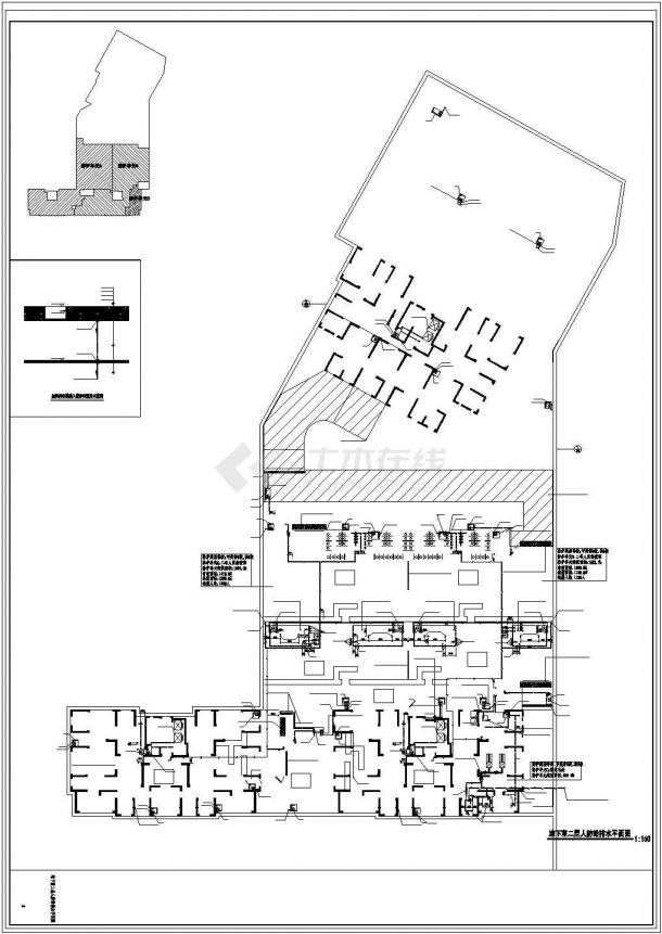 泰州市某大型购物商城地下双层车库全套给排水设计CAD图纸-图二