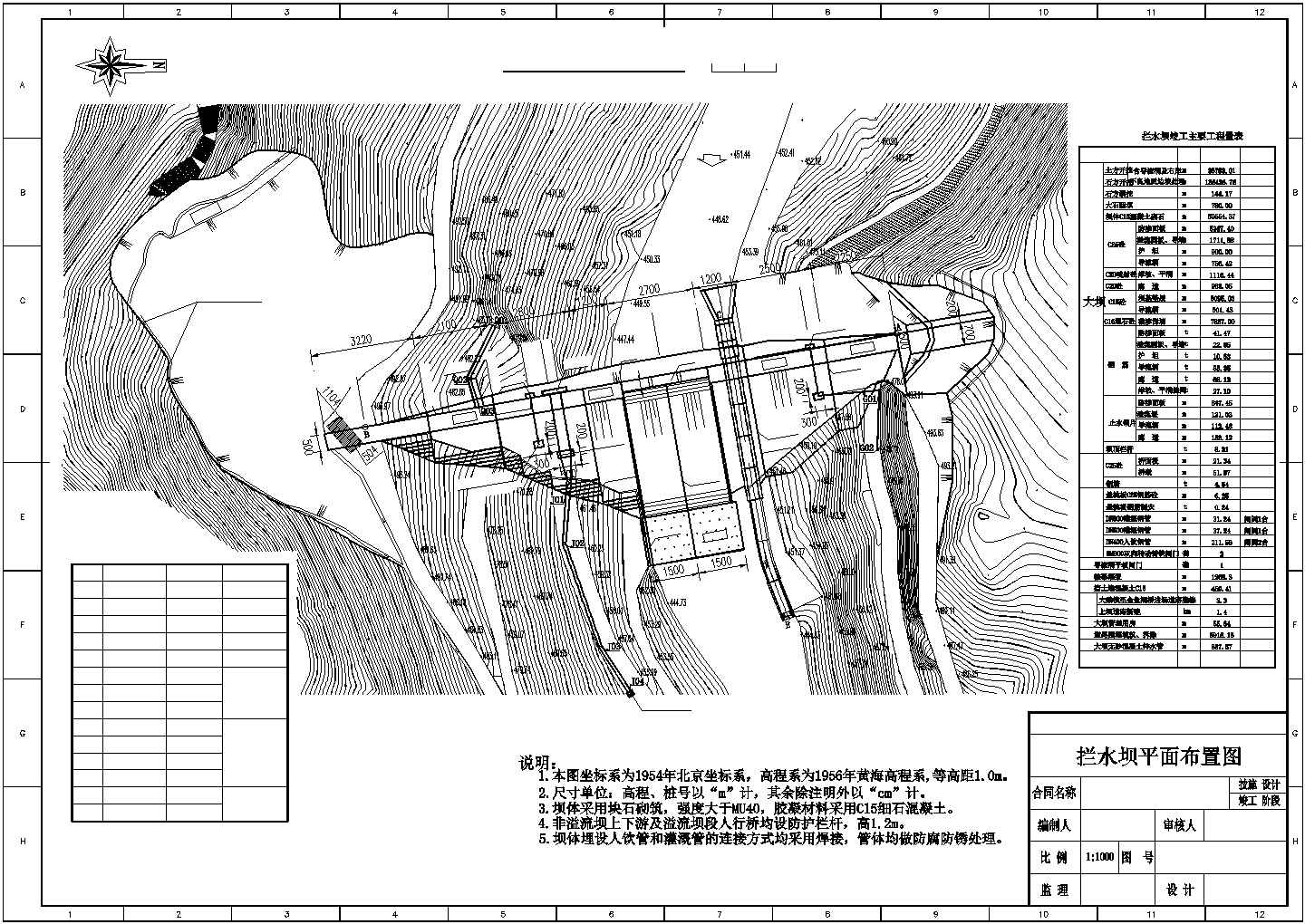 湖南省某地区河道拦水坝50多张全套设计图