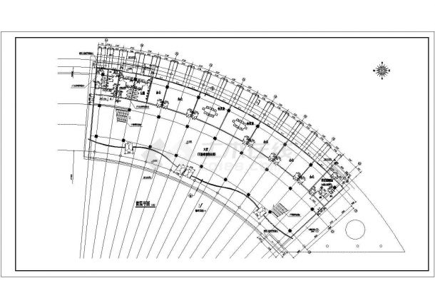 酒店设计_某地区三层弧形酒店施工CAD图-图二