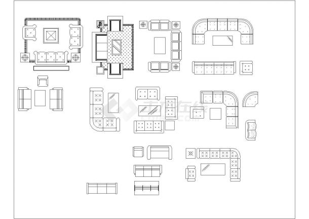 家装平面家具CAD图库-图二