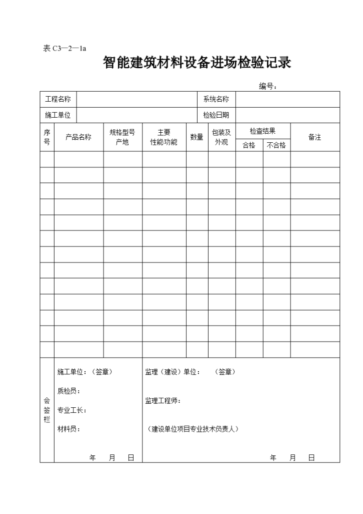 智能建筑材料设备进场检验记录-图一