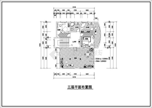 某三层砖混结构新农村别墅室内装修设计cad全套施工图（标注详细）-图一