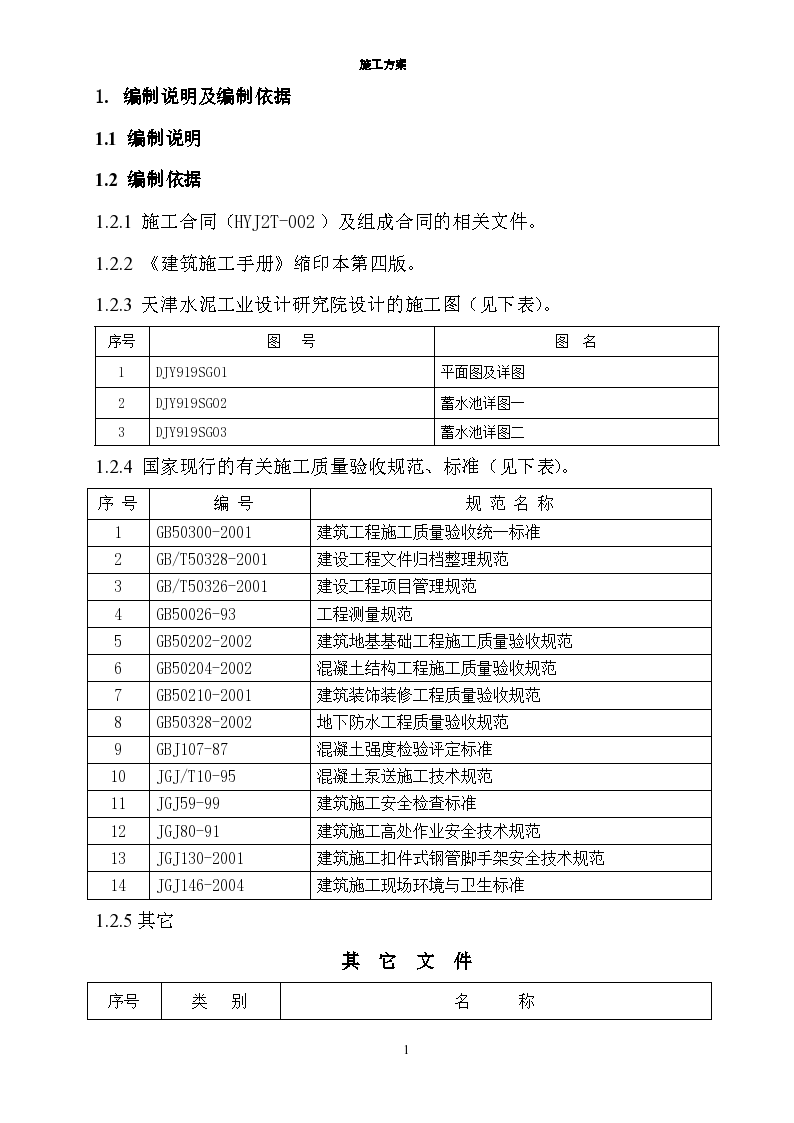 某蓄水池工程施工设计方案