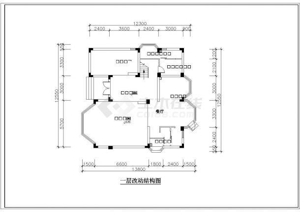 某三层框混结构新农村住宅别墅室内装修设计cad全套施工图（标注详细）-图一