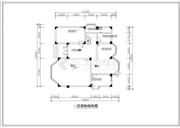 某三层框混结构新农村住宅别墅室内装修设计cad全套施工图（标注详细）-图二