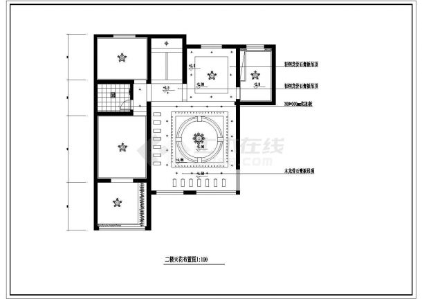 某三层框架结构新农村住宅别墅室内装修设计cad全套施工图（标注详细）-图二
