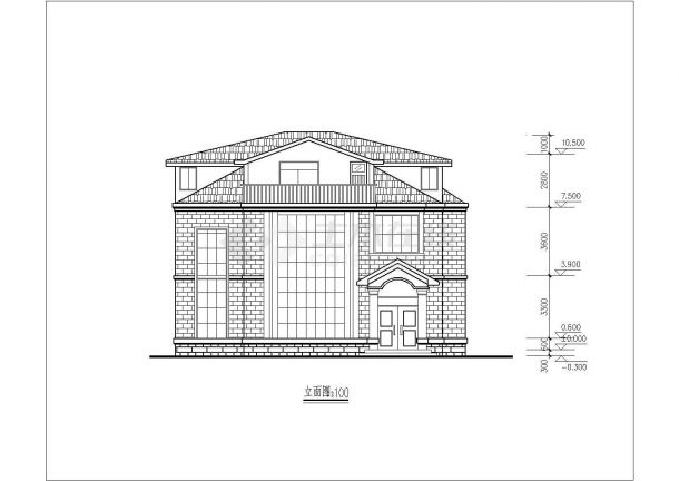 某二层带阁楼层框架结构乡村小别墅设计cad建筑方案图（甲级院设计）-图二