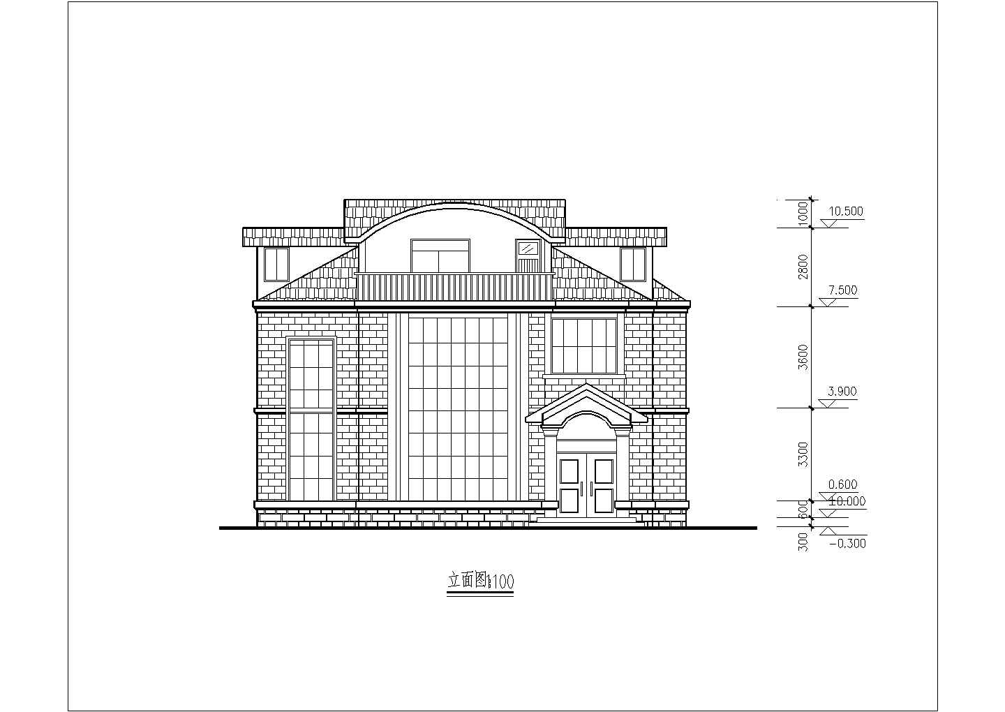 某二层带阁楼层框架结构乡村小别墅设计cad建筑方案图（甲级院设计）