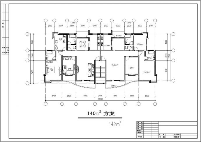 某多层砖混结构住宅楼户型设计cad建筑平面方案图（标注详细）_图1