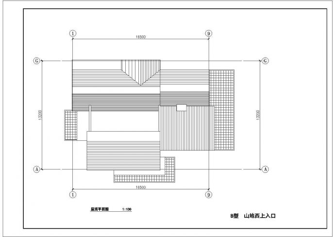 南京某二层框架结构山地别墅设计cad建筑方案图（标注详细）_图1