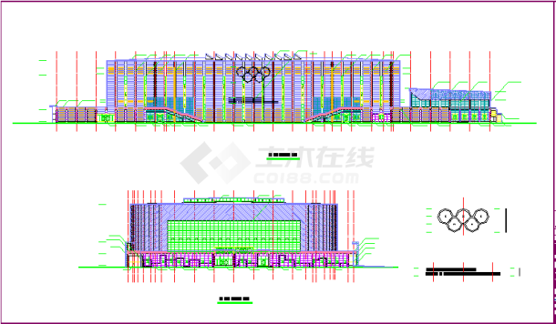 北京科技大学体育馆建筑立面-dwg-图一