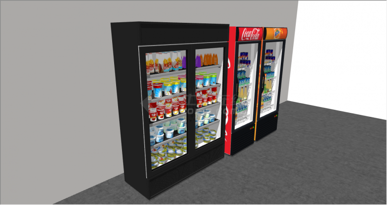 现代商场公共场所饮料机自动冰柜su模型-图一