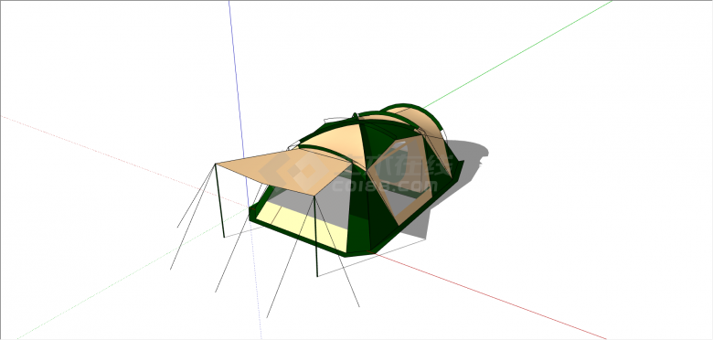 现代两色系露营帐篷su模型-图二