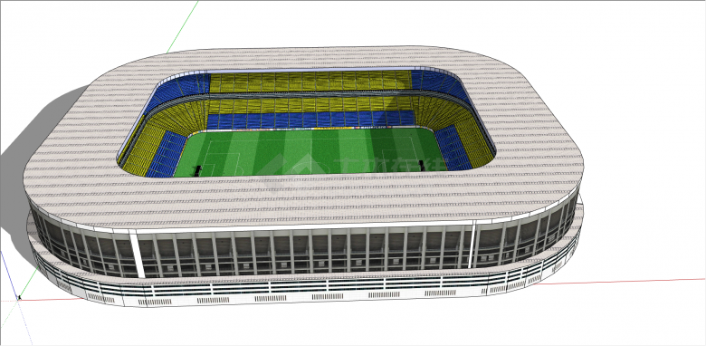 现代四方型足球场su模型-图二