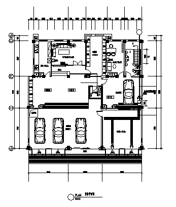 单层带地下室汽车美容装饰施工cad图(含夹层设计，共六张)_图1