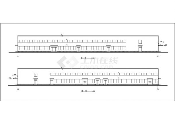 某医药主车间建筑设计施工方案CAD图纸-图二