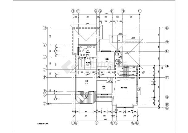 某二层框架结构简欧风格小别墅设计cad全套建筑施工图（甲级院设计）-图二