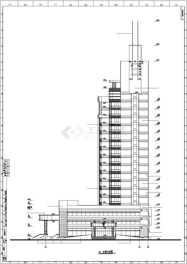 某城区大型医疗机构综合楼建筑设计施工方案CAD图纸-图一