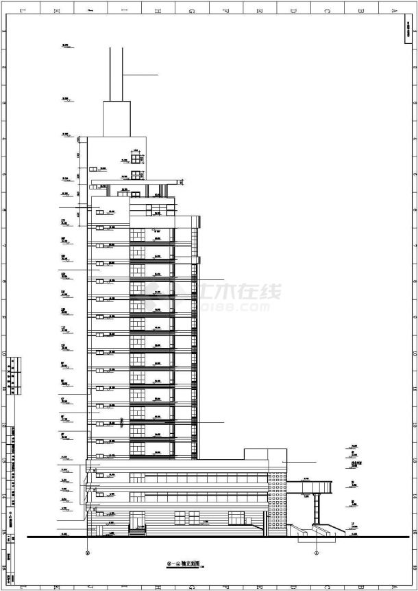 某城区大型医疗机构综合楼建筑设计施工方案CAD图纸-图二