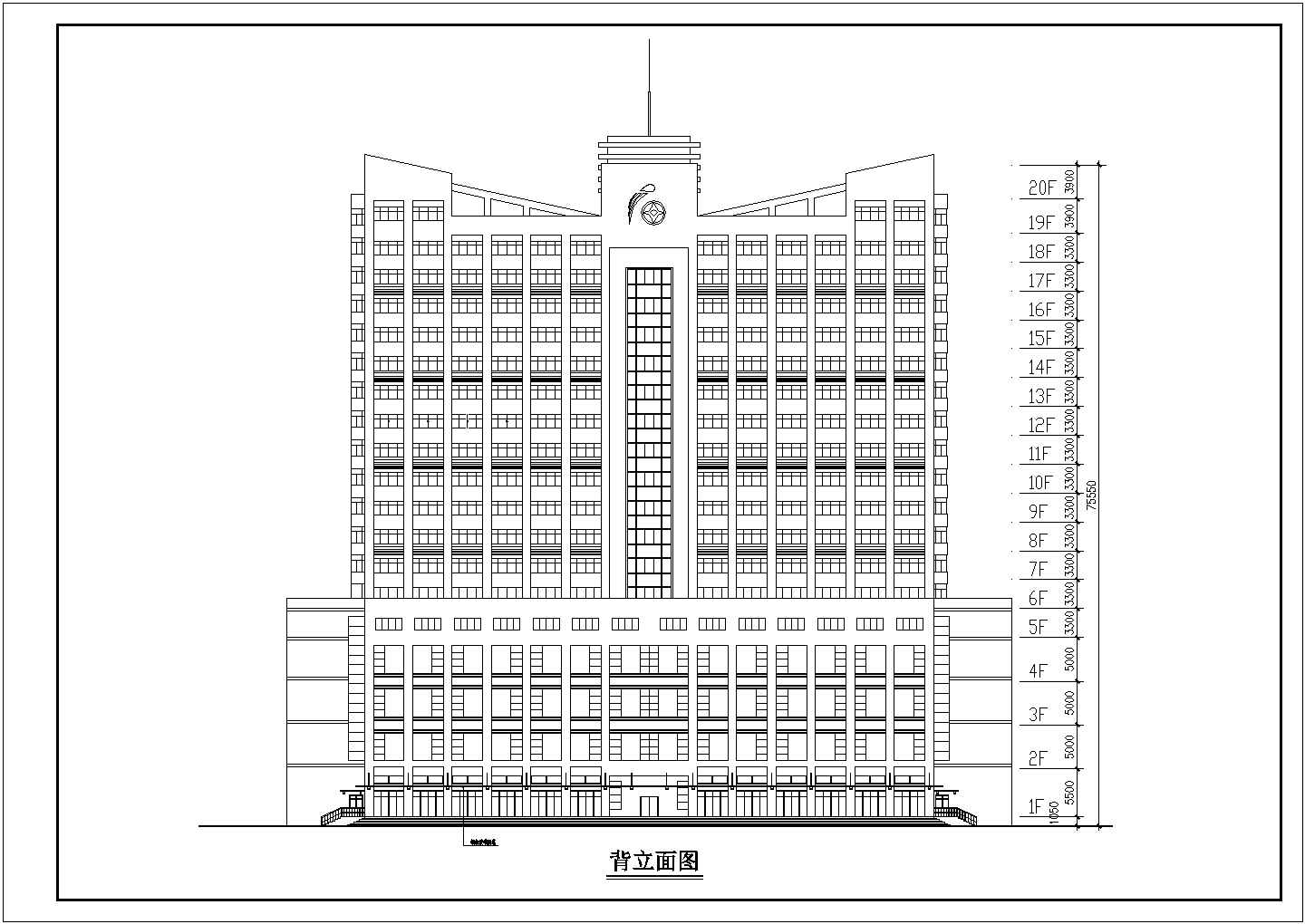 某二十层高层酒店建筑方案图纸，dwg