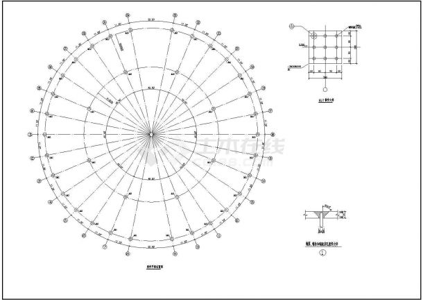 上海某网架檩条平面工程建筑设计施工图-图二