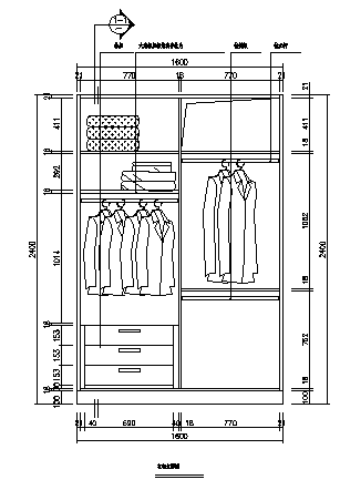 双开衣柜装饰施工cad图，共五张_图1