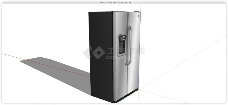 不锈钢对开门带制冰机冰箱su模型-图二