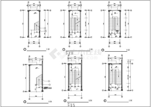 小学教学楼建筑施工CAD图（共7张）-图一