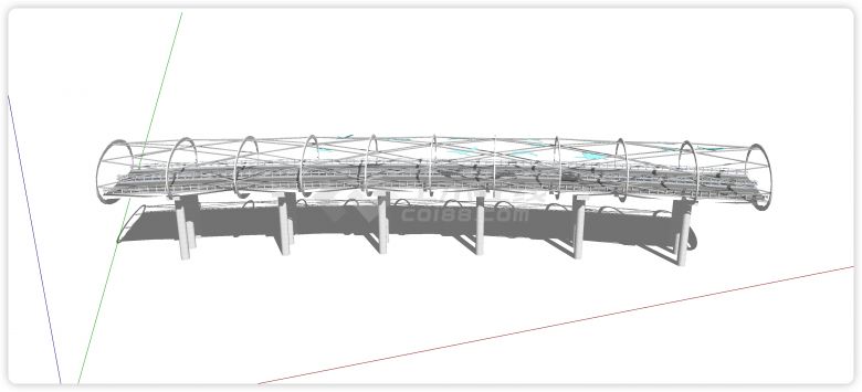 钢筋结构隧道形海鸥图案景观桥su模型-图一