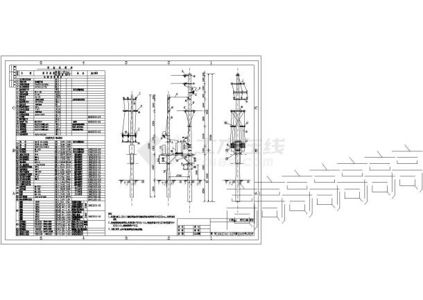 某配电工程10kV杆型一缆图CAD设计大样-图二