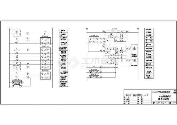 某主变保护柜操作CAD大样回路图-图一