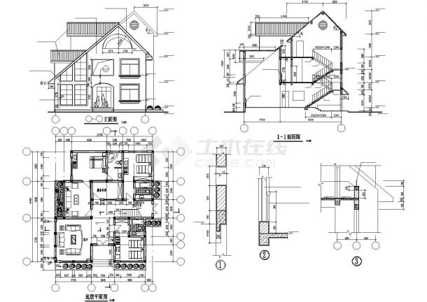 某二层某别墅结构建筑方案图，11张图纸-图二