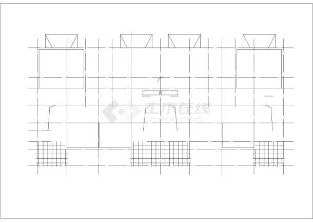 某三层框架结构四联别墅设计cad全套建筑施工图（大院设计）-图二