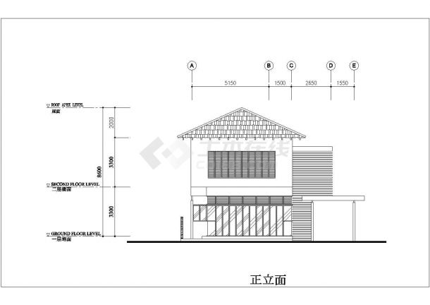 某二层框架结构新农村小型别墅设计cad建筑方案图（甲级院设计）-图一