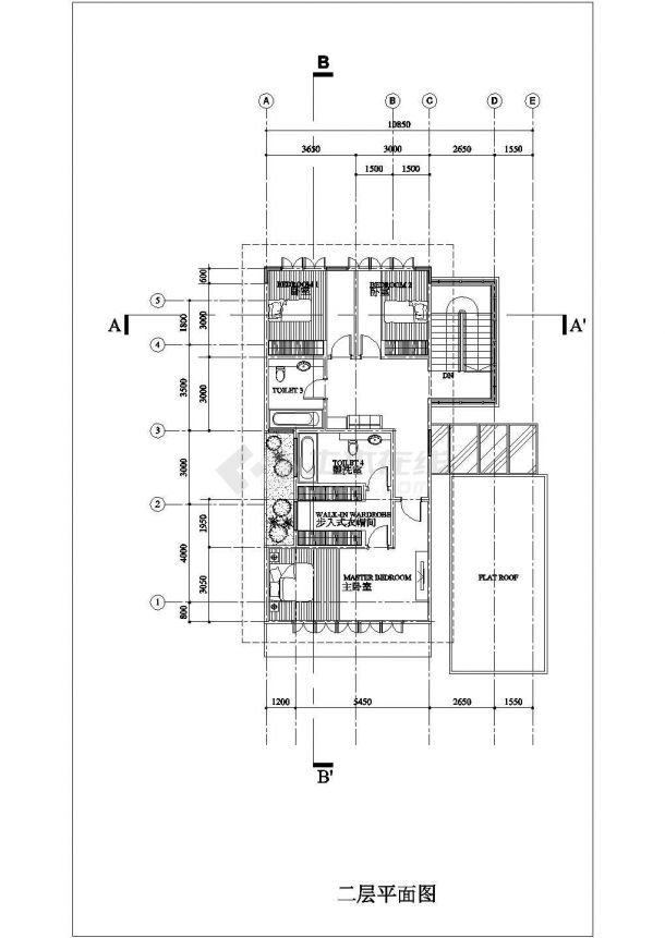 某二层框架结构新农村小型别墅设计cad建筑方案图（甲级院设计）-图二
