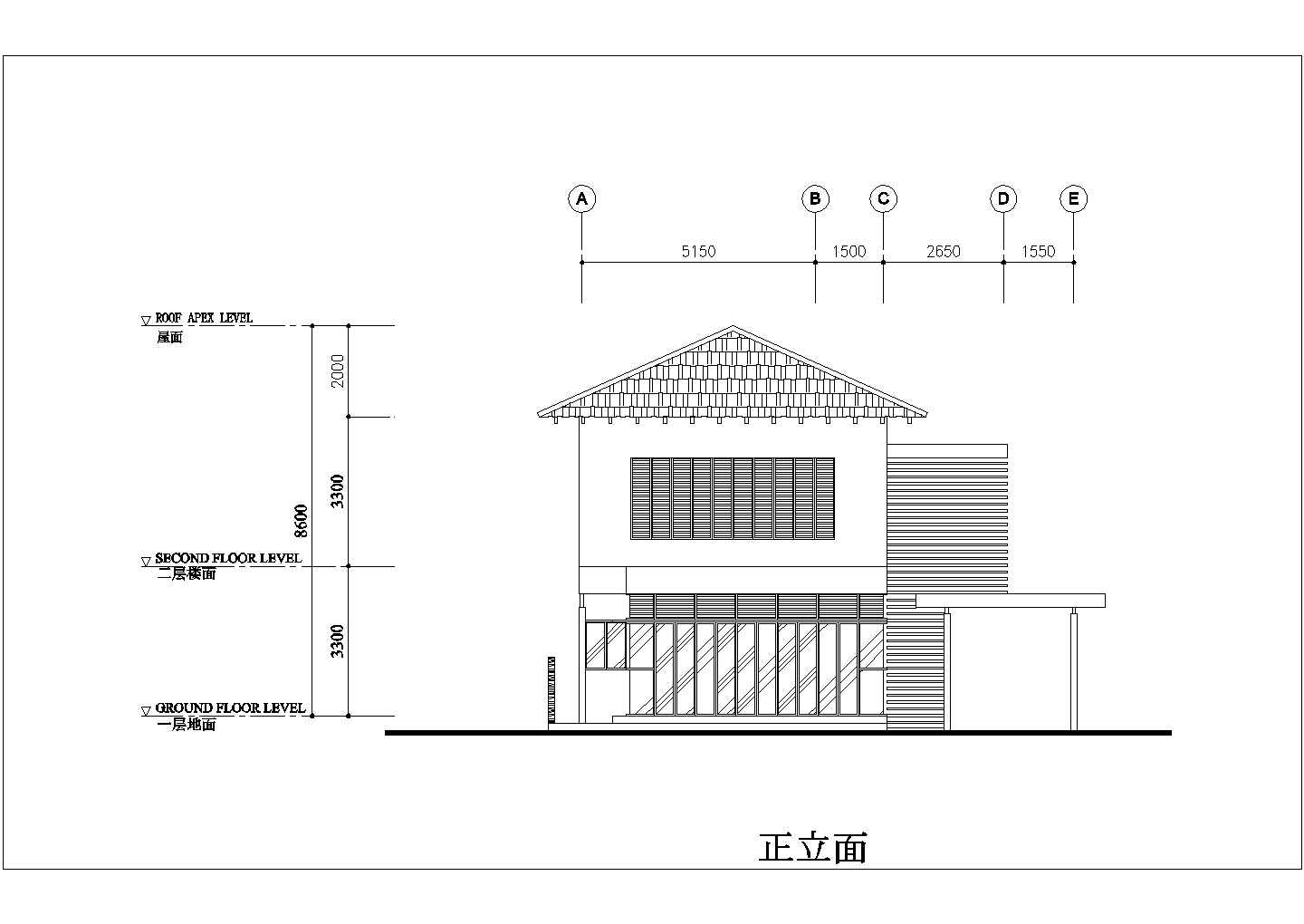某二层框架结构新农村小型别墅设计cad建筑方案图（甲级院设计）