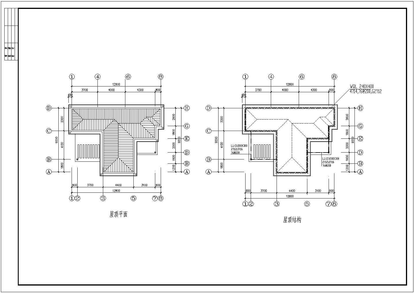 某四层框架结构简易型农村别墅设计cad建筑方案图（甲级院设计）