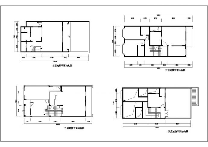 某四层框架结构小栋别墅室内装修设计cad全套施工图（标注详细）_图1