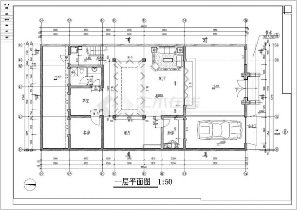 二层四合院建筑设计图（含效果图，平面图）-图二