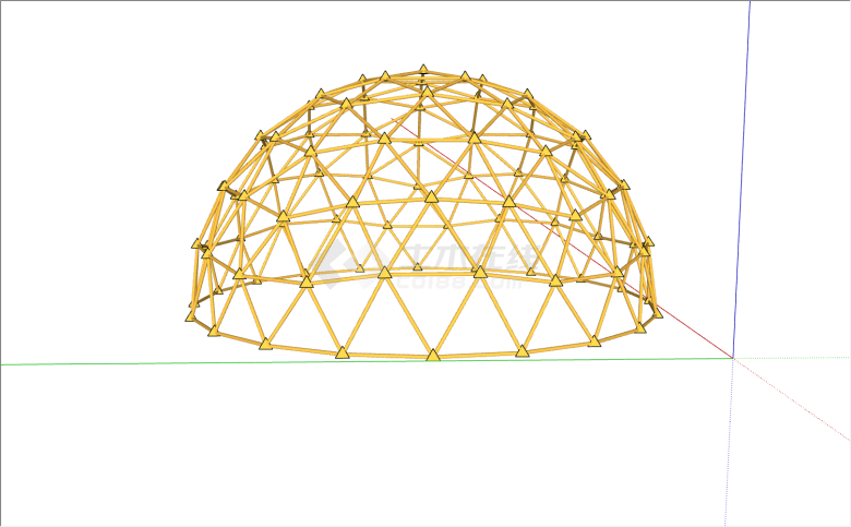 金色半球形户外锻炼器材su模型-图二
