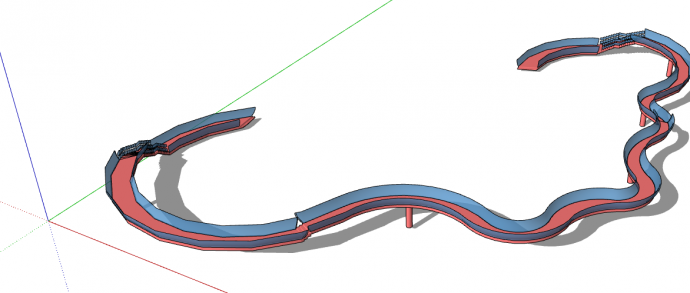蓝红弯曲的景观桥su模型_图1
