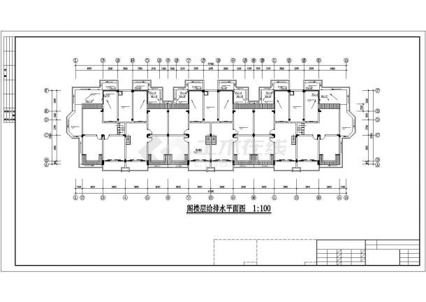 某地1车库+6+1阁楼层(1梯2户3单元)住宅楼水施工CAD图-图二