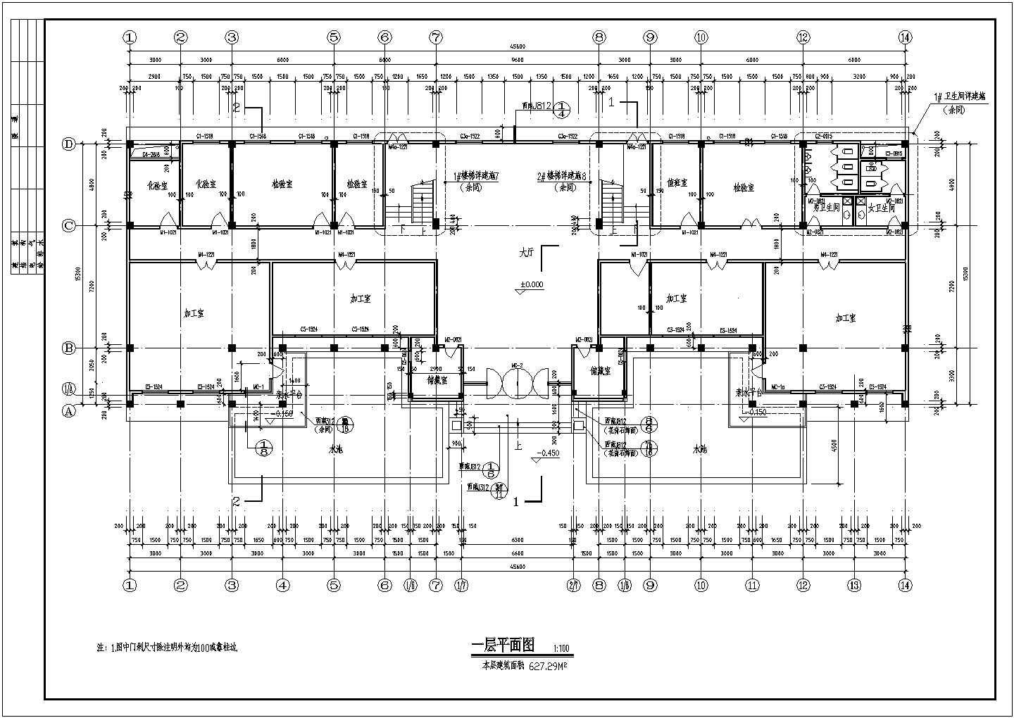 常州某小型3层办公楼建筑CAD施工设计图纸