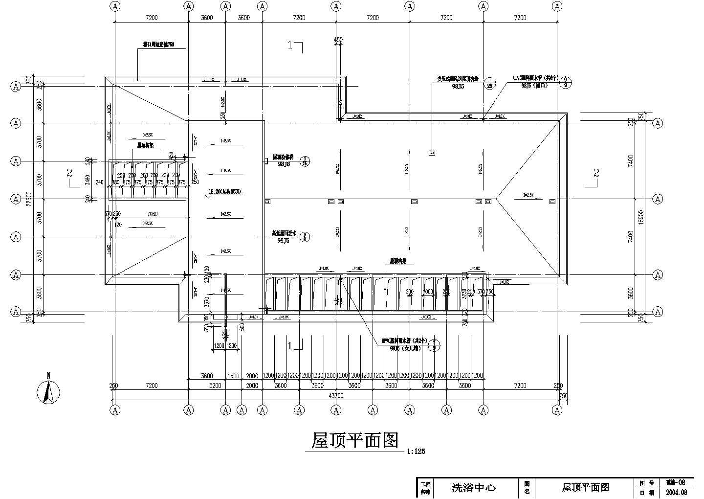 扬州某高档洗浴中心cad全套设计图纸