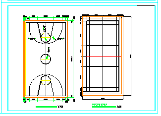 羽毛球场及篮球场设计CAD施工大样图纸-图一